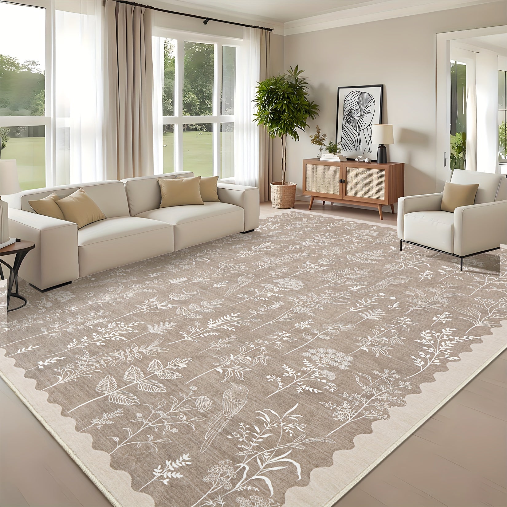 1pc Extra Large Floor Mat - Extra Long Runner Mat (Up to 1.8m) - Beige\u002FGray\u002FWhite\u002FBlack\u002F Brown\u002F Green\u002FBlue\u002FRed\u002F - Machine Washable Low-Pile Mat with Non-Slip Rubber Backing - Soft Floor Mat for Living Room,...