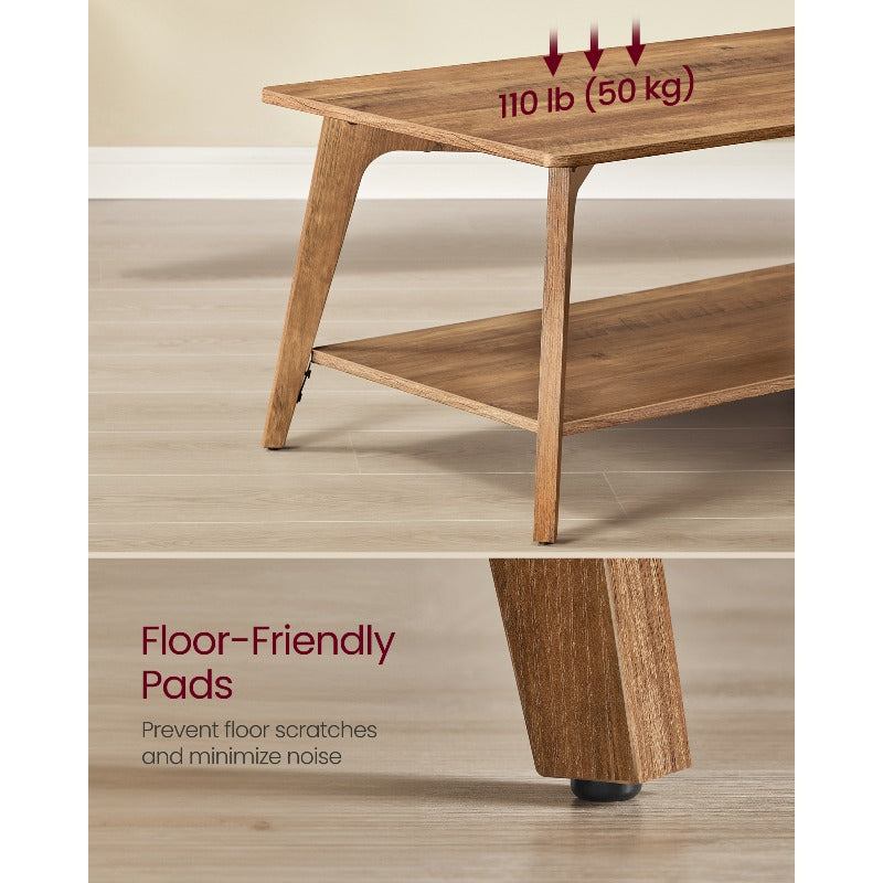 Set of a Coffee Table Featuring a Two-Level Design with Storage, Elegantly Tapered Legs, And Smooth Curves, Measuring 21.7 X 39.4 X 17.7 Inches, Easy to Put Together, Ideal for The Living Room