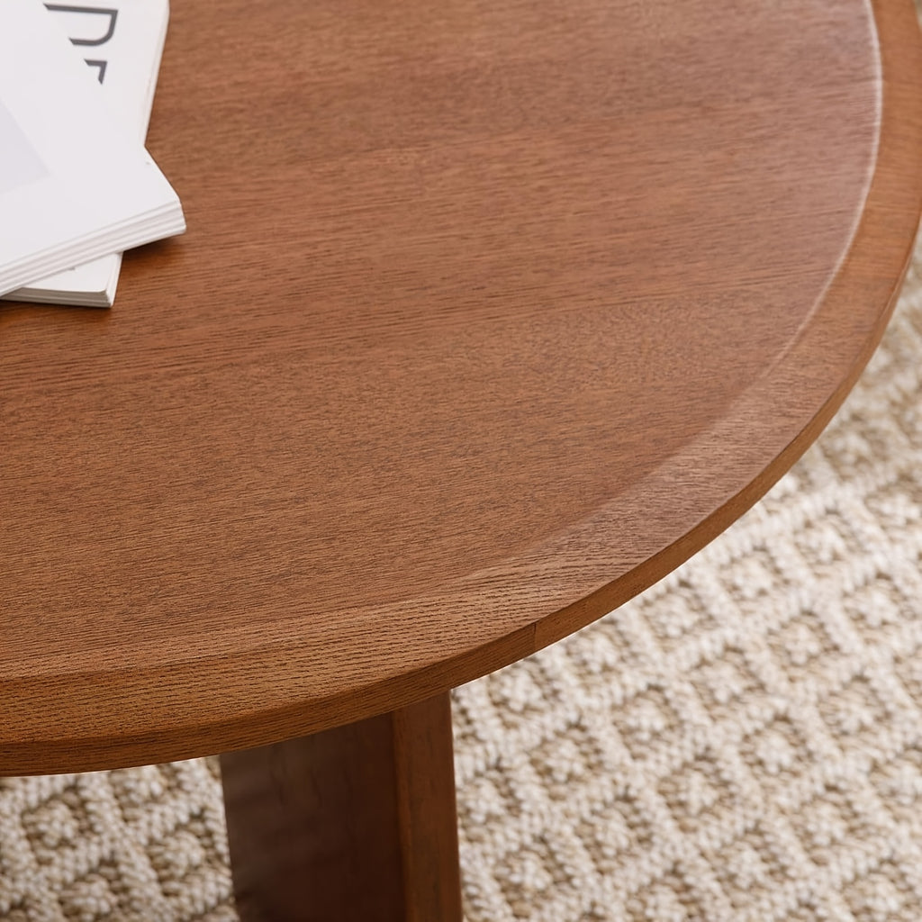 1Pc Classic Round Coffee Table, Cute Wooden Round End Table, Suitable for Living Room, Home Decoration, Balcony, 16 Inches
