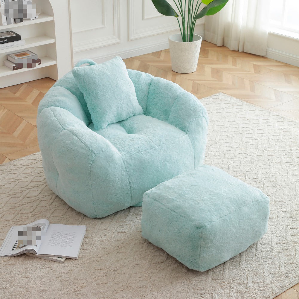 Bean Bag Chair (With Footstool) Lazy Sofa Shell-Shaped Large Chair Floor-Standing Sofa Bean Bag Sofa Suitable for Reading, Gaming, Living Room, Bedroom, And Other Places Available in Two Colors