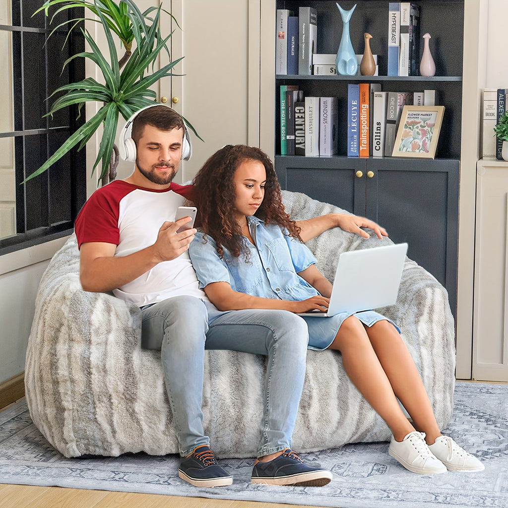 LAMERGE Large Beanbag Chairs, Beanbag Sofas For Adults, Oversized Armchairs With Memory Foam, Machine Washable Comfortable Sofa Chairs, Play, Read, Relax, Tiger Stripes, Oversized Home Furnishings