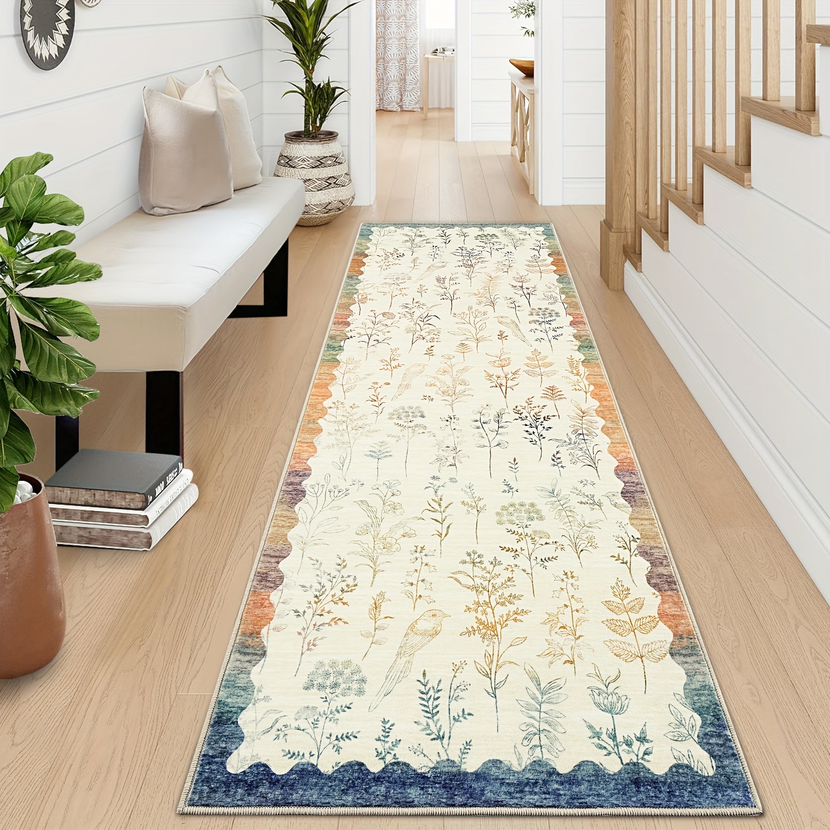 1pc Extra Large Floor Mat - Extra Long Runner Mat (Up to 1.8m) - Beige\u002FGray\u002FWhite\u002FBlack\u002F Brown\u002F Green\u002FBlue\u002FRed\u002F - Machine Washable Low-Pile Mat with Non-Slip Rubber Backing - Soft Floor Mat for Living Room,...