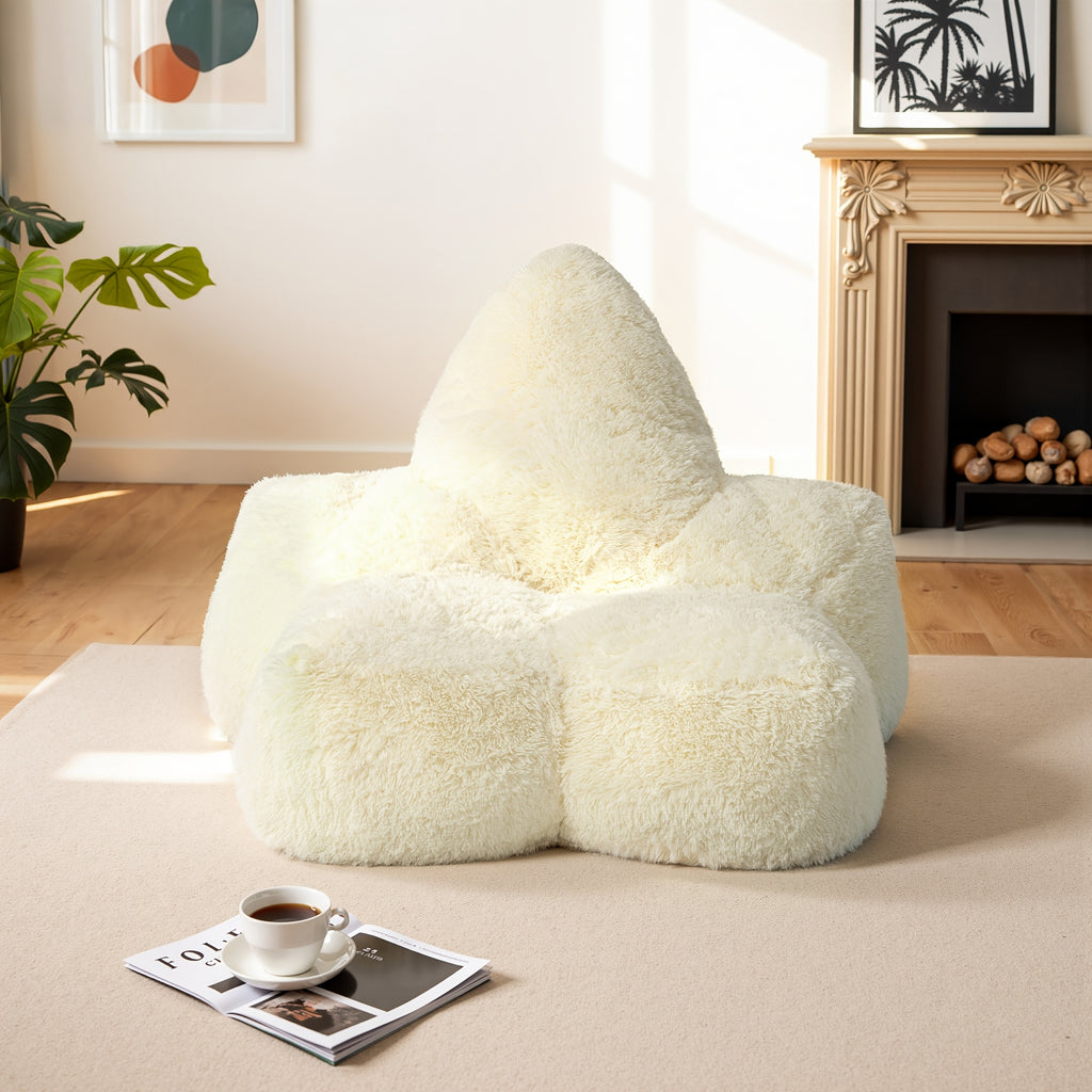 Sloth-Shaped Bean Bag Chair with Ottoman, Ultra Soft Dutch Velvet Lazy Sofa for Adults, Washable Cover And 72H Rebound, Cozy Seating for Living Room, Bedroom And Outdoor, Brown