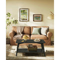 Set of a Coffee Table Featuring a Two-Level Design with Storage, Elegantly Tapered Legs, And Smooth Curves, Measuring 21.7 X 39.4 X 17.7 Inches, Easy to Put Together, Ideal for The Living Room