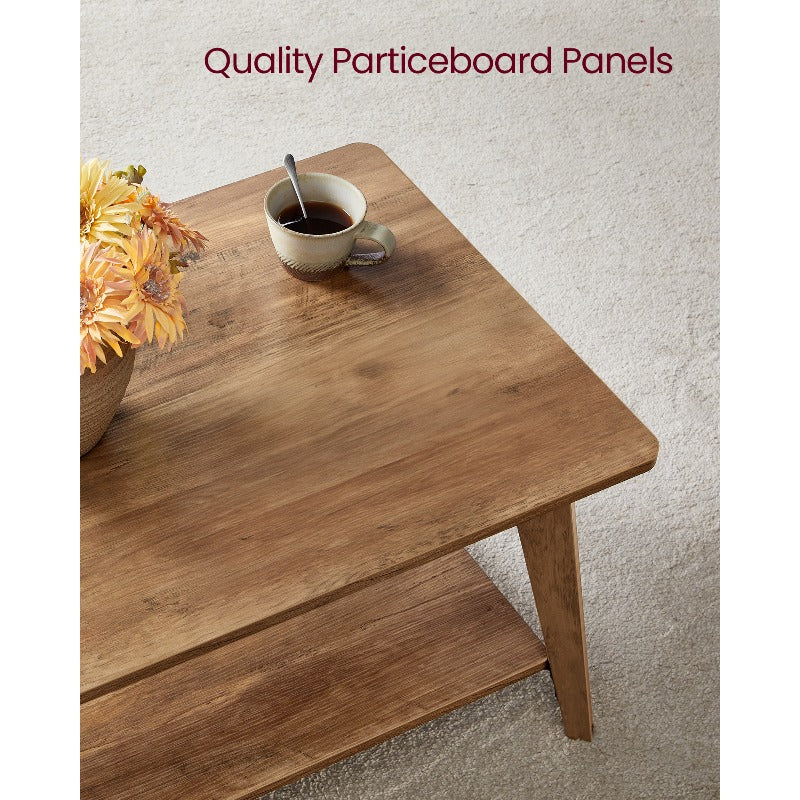Set of a Coffee Table Featuring a Two-Level Design with Storage, Elegantly Tapered Legs, And Smooth Curves, Measuring 21.7 X 39.4 X 17.7 Inches, Easy to Put Together, Ideal for The Living Room