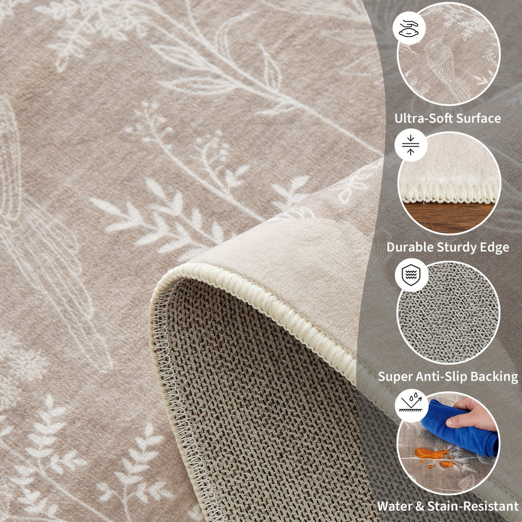 1pc Extra Large Floor Mat - Extra Long Runner Mat (Up to 1.8m) - Beige\u002FGray\u002FWhite\u002FBlack\u002F Brown\u002F Green\u002FBlue\u002FRed\u002F - Machine Washable Low-Pile Mat with Non-Slip Rubber Backing - Soft Floor Mat for Living Room,...