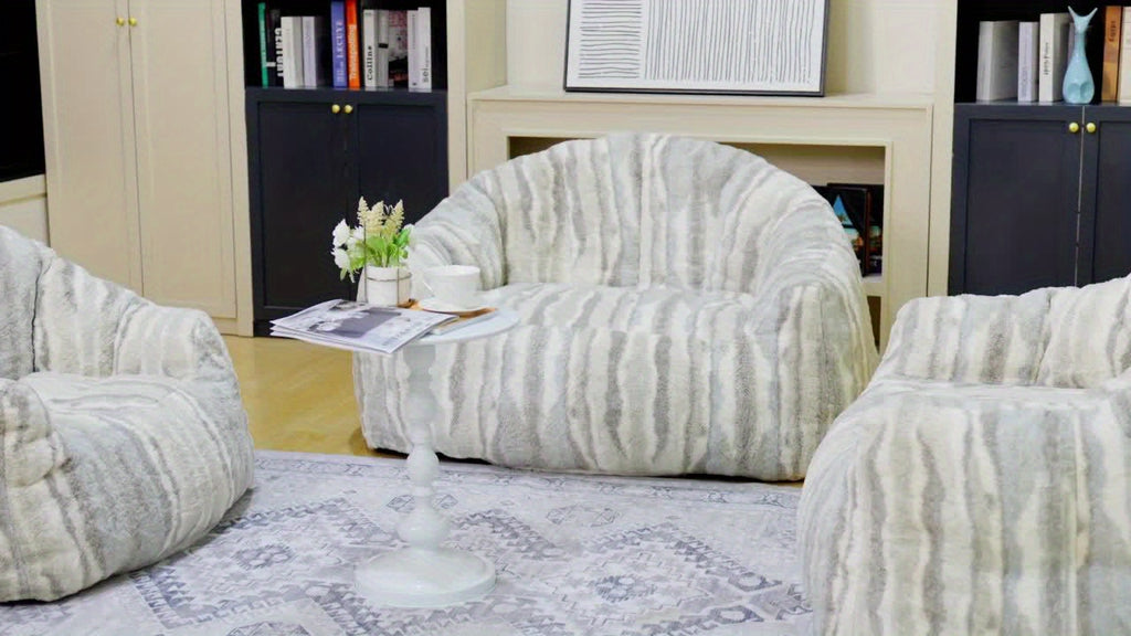LAMERGE Large Beanbag Chairs, Beanbag Sofas For Adults, Oversized Armchairs With Memory Foam, Machine Washable Comfortable Sofa Chairs, Play, Read, Relax, Tiger Stripes, Oversized Home Furnishings