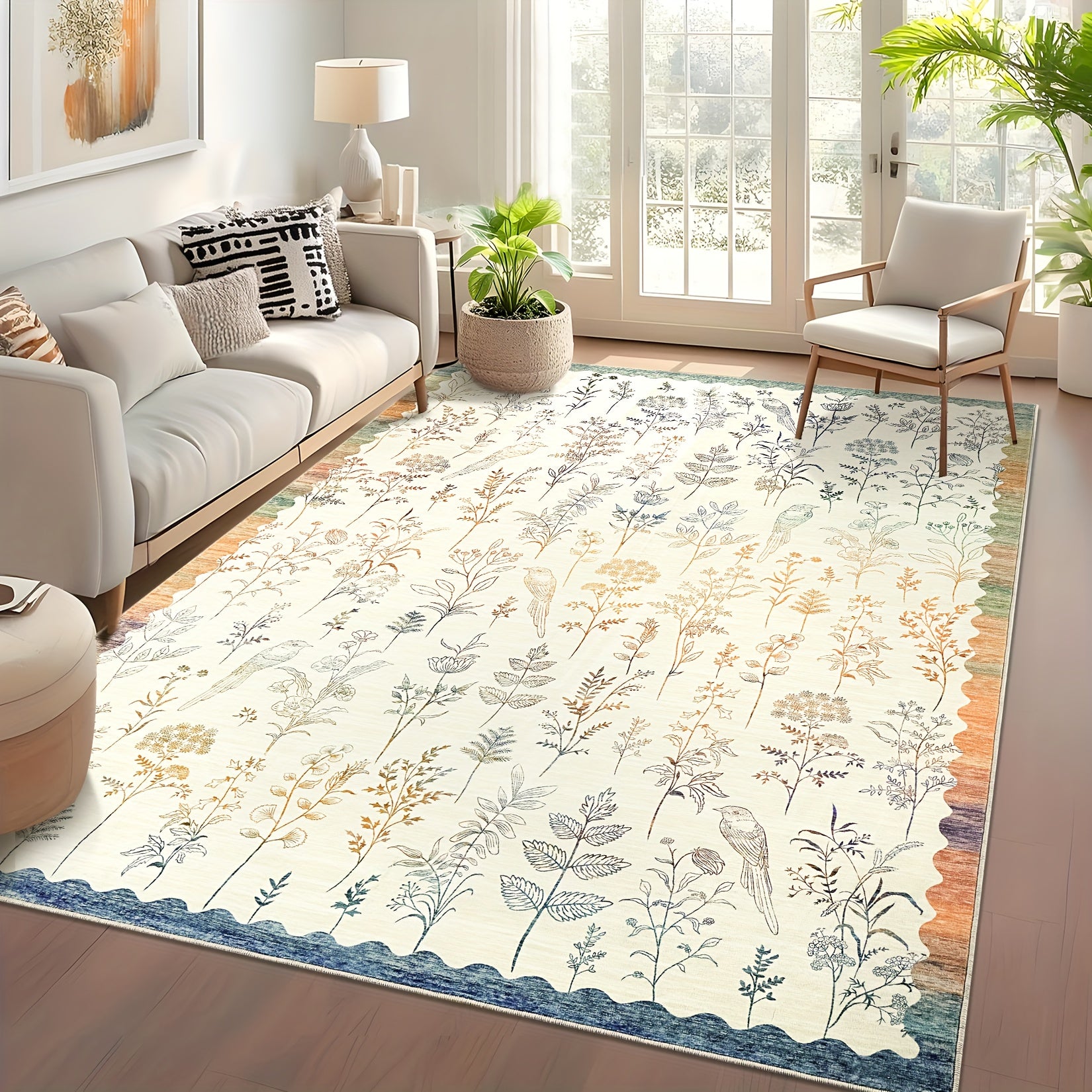 1pc Extra Large Floor Mat - Extra Long Runner Mat (Up to 1.8m) - Beige\u002FGray\u002FWhite\u002FBlack\u002F Brown\u002F Green\u002FBlue\u002FRed\u002F - Machine Washable Low-Pile Mat with Non-Slip Rubber Backing - Soft Floor Mat for Living Room,...