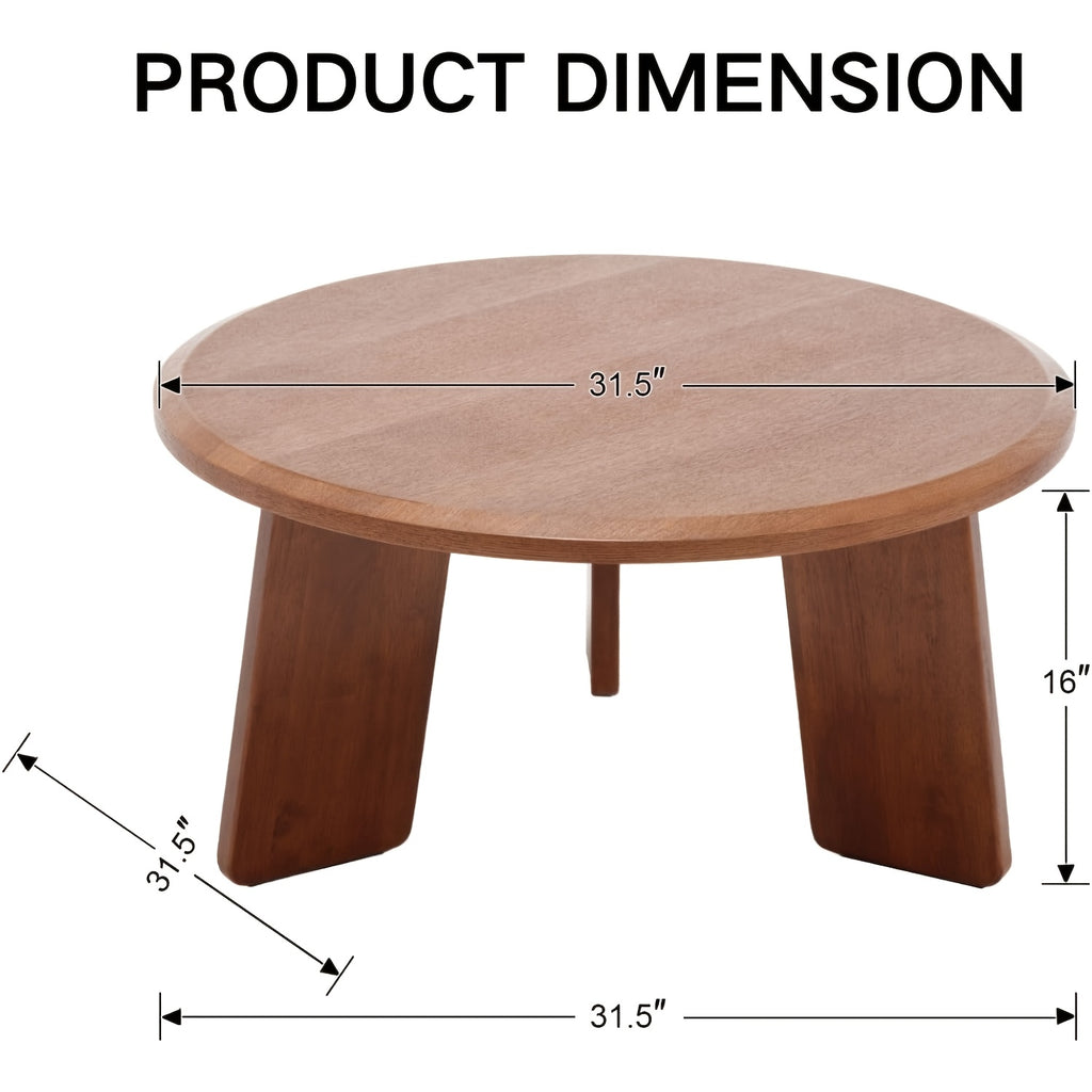 1Pc Classic Round Coffee Table, Cute Wooden Round End Table, Suitable for Living Room, Home Decoration, Balcony, 16 Inches
