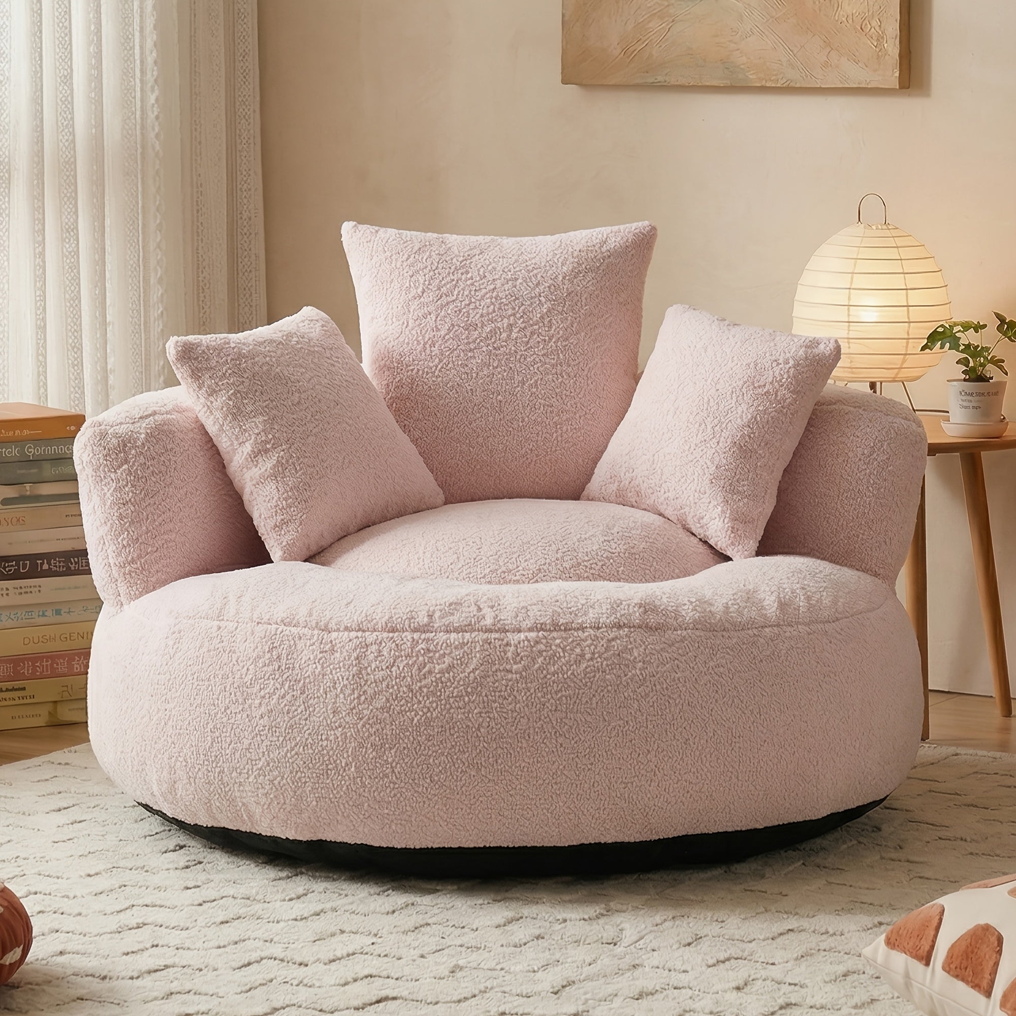 Bean Bag Chairs with Pillows for Adults, Stuffed Round Sofa Chair High-Density Foam Filled, Lazy Sofa Chair