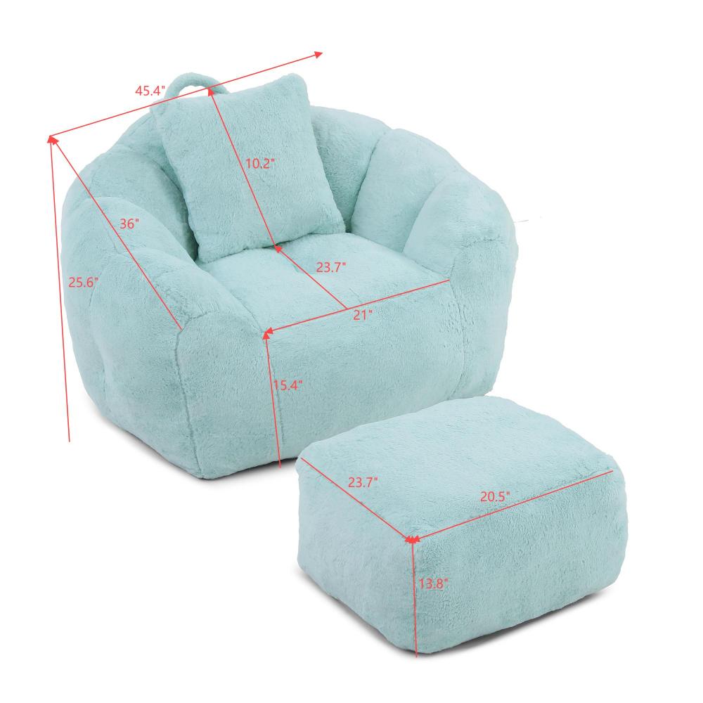 Bean Bag Chair (With Footstool) Lazy Sofa Shell-Shaped Large Chair Floor-Standing Sofa Bean Bag Sofa Suitable for Reading, Gaming, Living Room, Bedroom, And Other Places Available in Two Colors