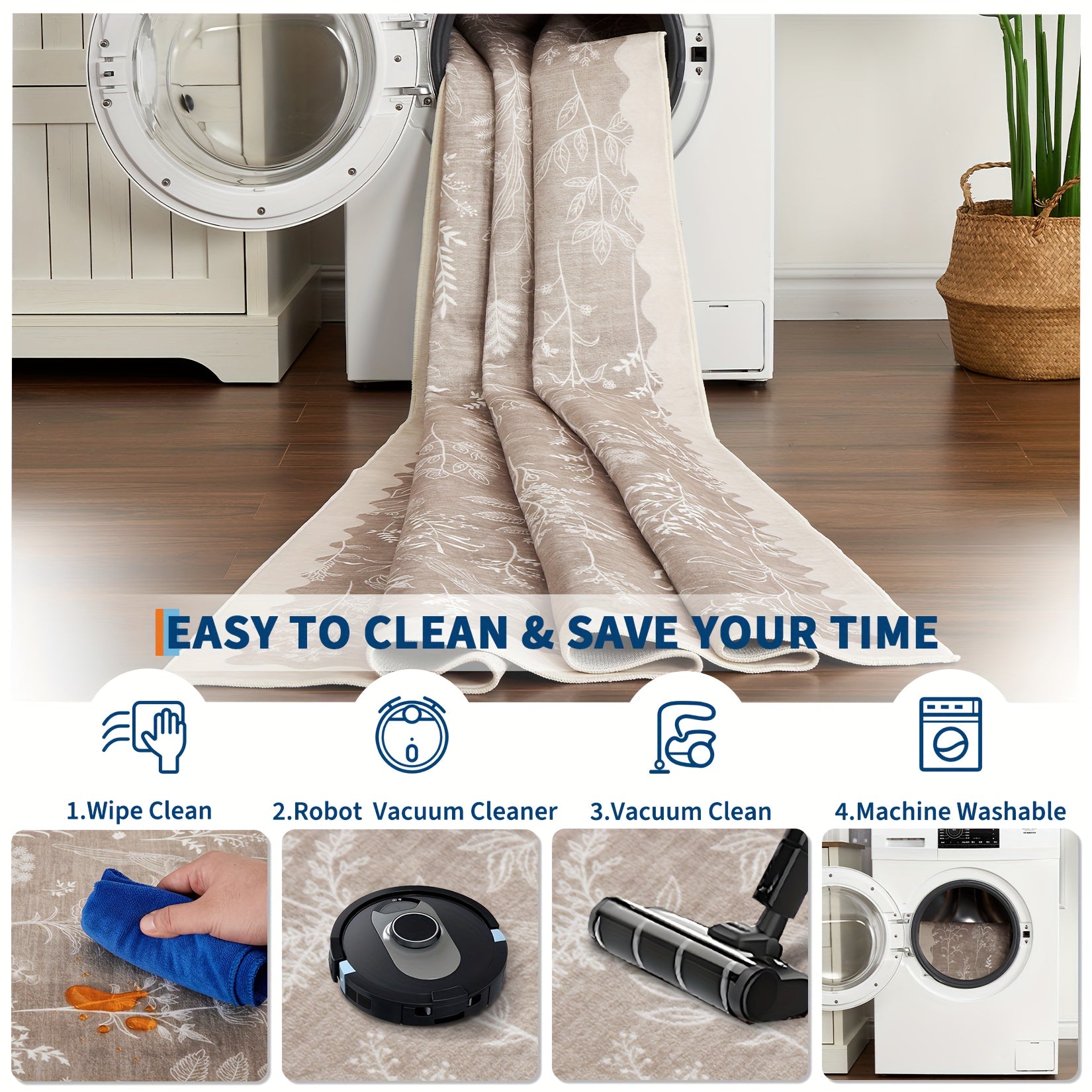 1pc Extra Large Floor Mat - Extra Long Runner Mat (Up to 1.8m) - Beige\u002FGray\u002FWhite\u002FBlack\u002F Brown\u002F Green\u002FBlue\u002FRed\u002F - Machine Washable Low-Pile Mat with Non-Slip Rubber Backing - Soft Floor Mat for Living Room,...