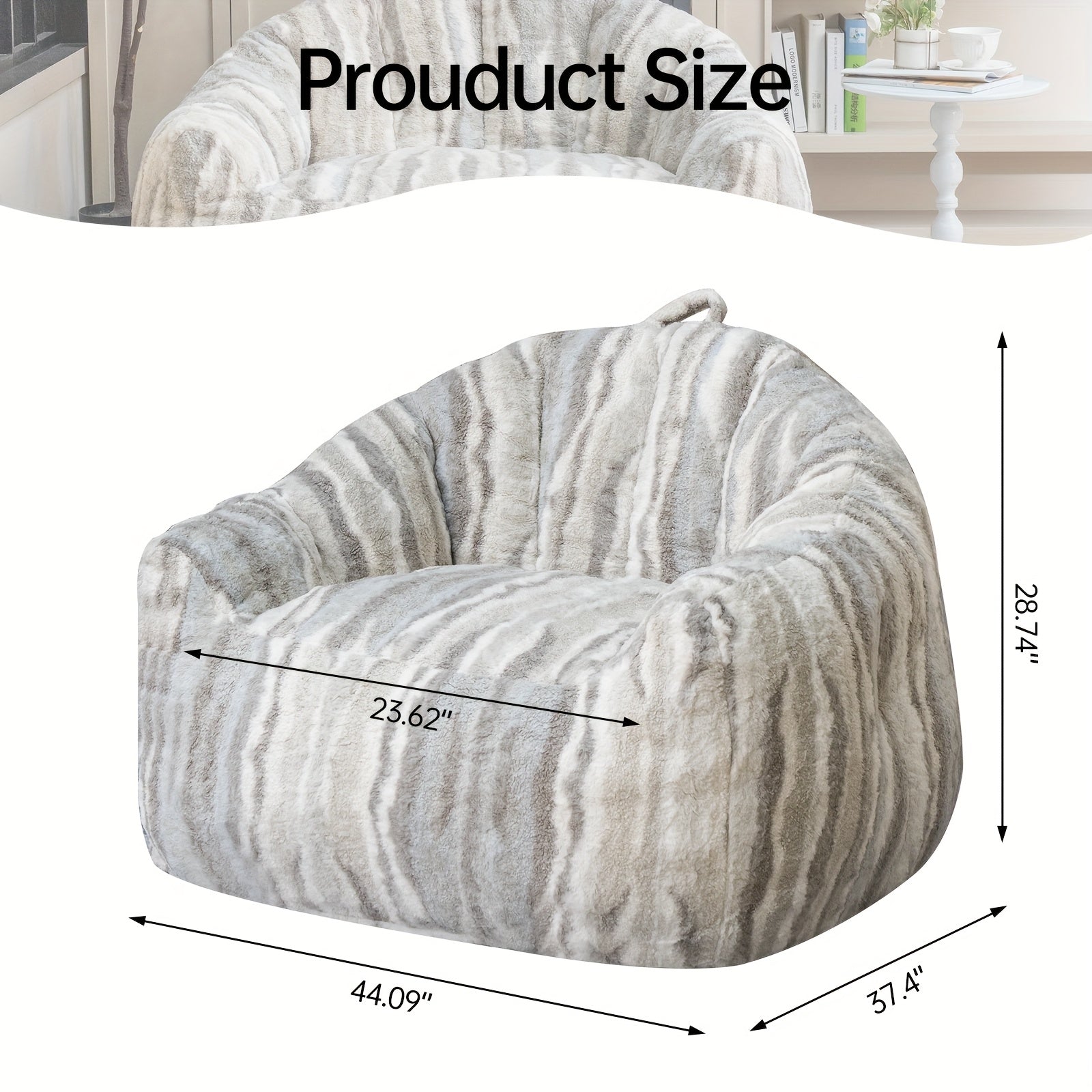 LAMERGE Large Beanbag Chairs, Beanbag Sofas For Adults, Oversized Armchairs With Memory Foam, Machine Washable Comfortable Sofa Chairs, Play, Read, Relax, Tiger Stripes, Oversized Home Furnishings