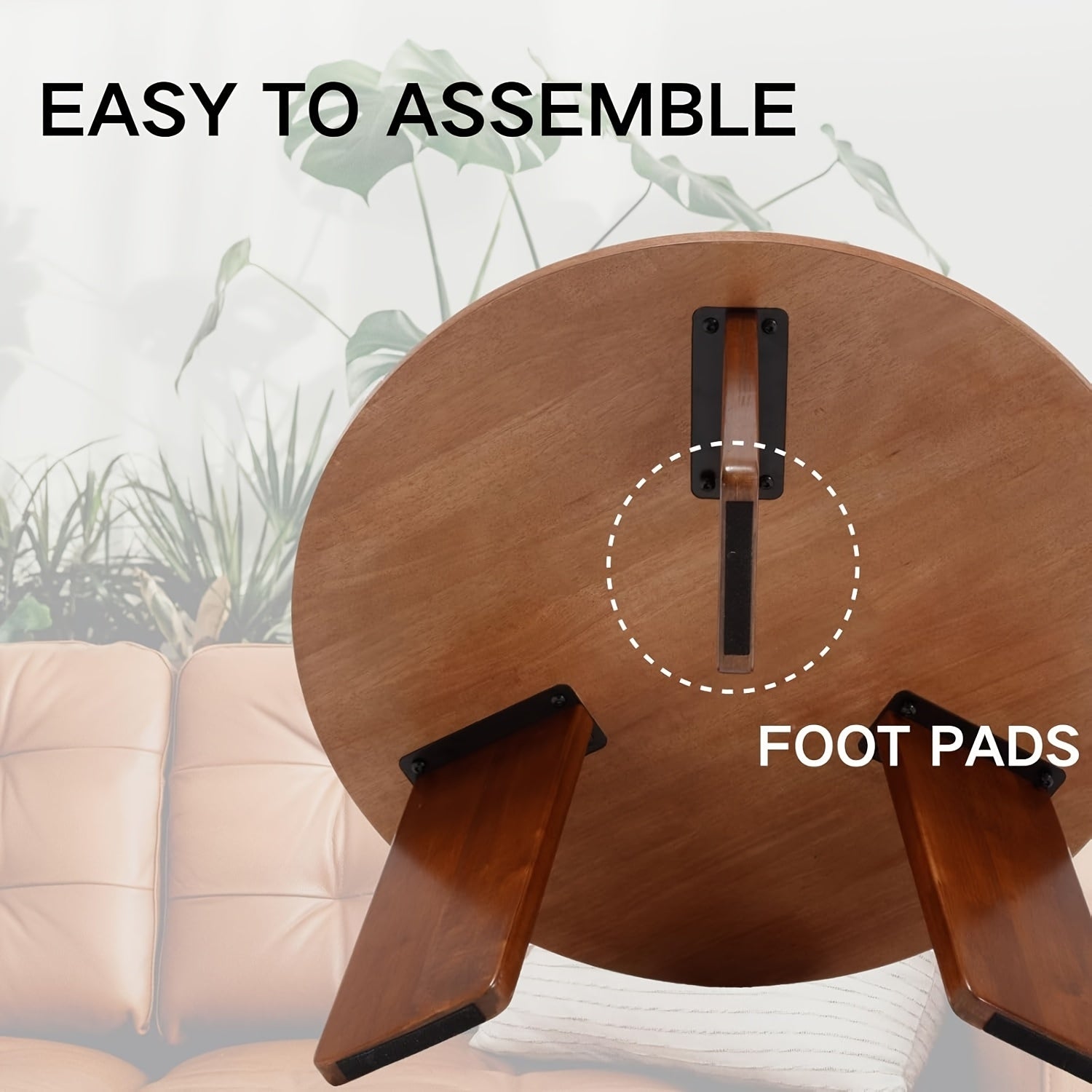 1Pc Classic Round Coffee Table, Cute Wooden Round End Table, Suitable for Living Room, Home Decoration, Balcony, 16 Inches