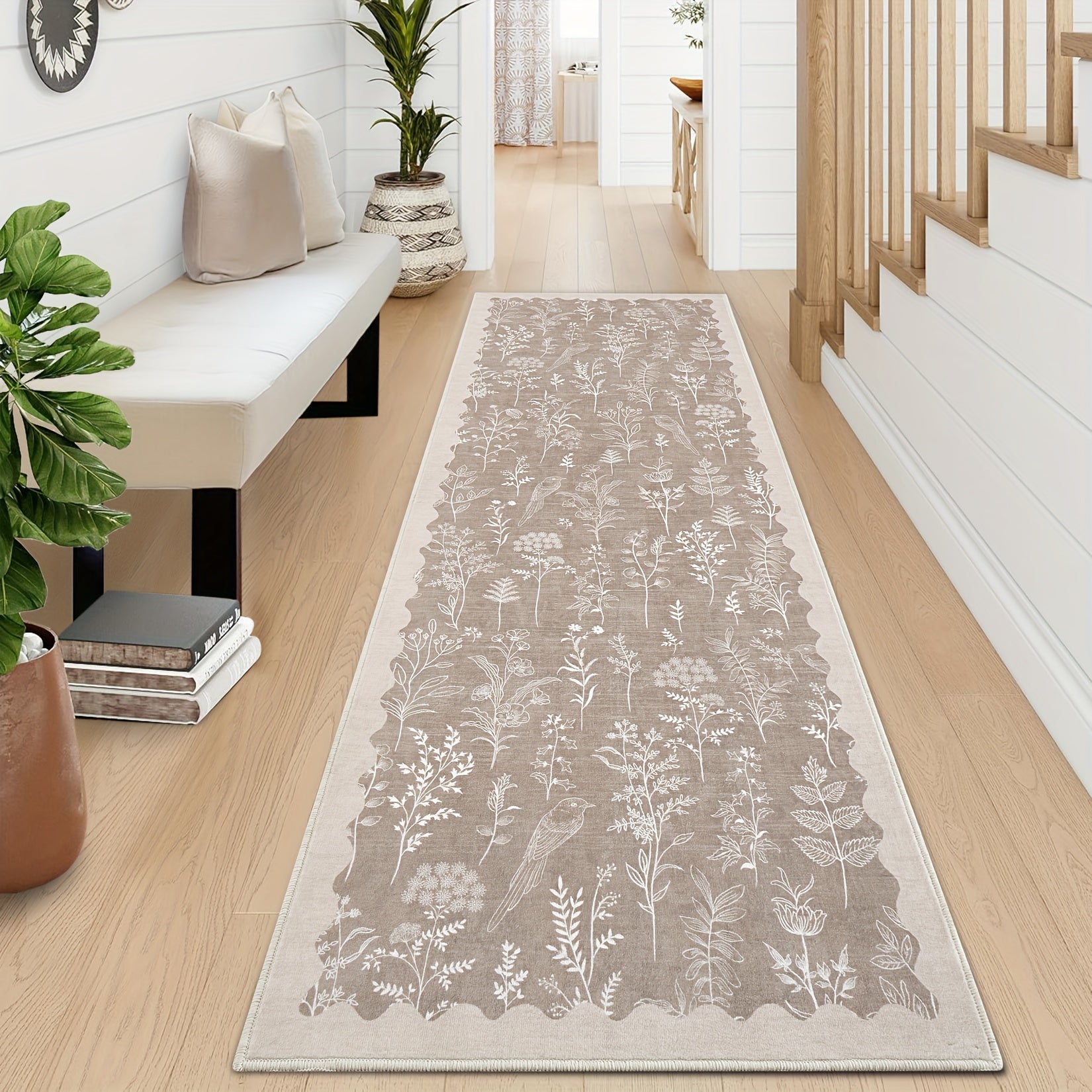 1pc Extra Large Floor Mat - Extra Long Runner Mat (Up to 1.8m) - Beige\u002FGray\u002FWhite\u002FBlack\u002F Brown\u002F Green\u002FBlue\u002FRed\u002F - Machine Washable Low-Pile Mat with Non-Slip Rubber Backing - Soft Floor Mat for Living Room,...