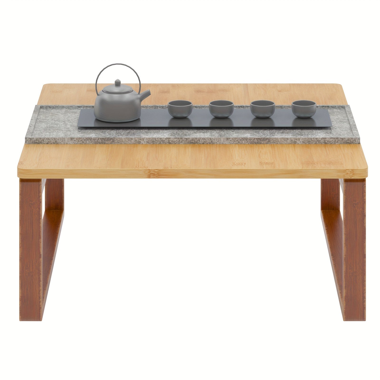 SOGES Compact Foldable Coffee Table, Wooden Low Table for Floor Seating, Bamboo Floor Desk, Japanese Dining Table, Tatami Table for Living Room And Bedroom