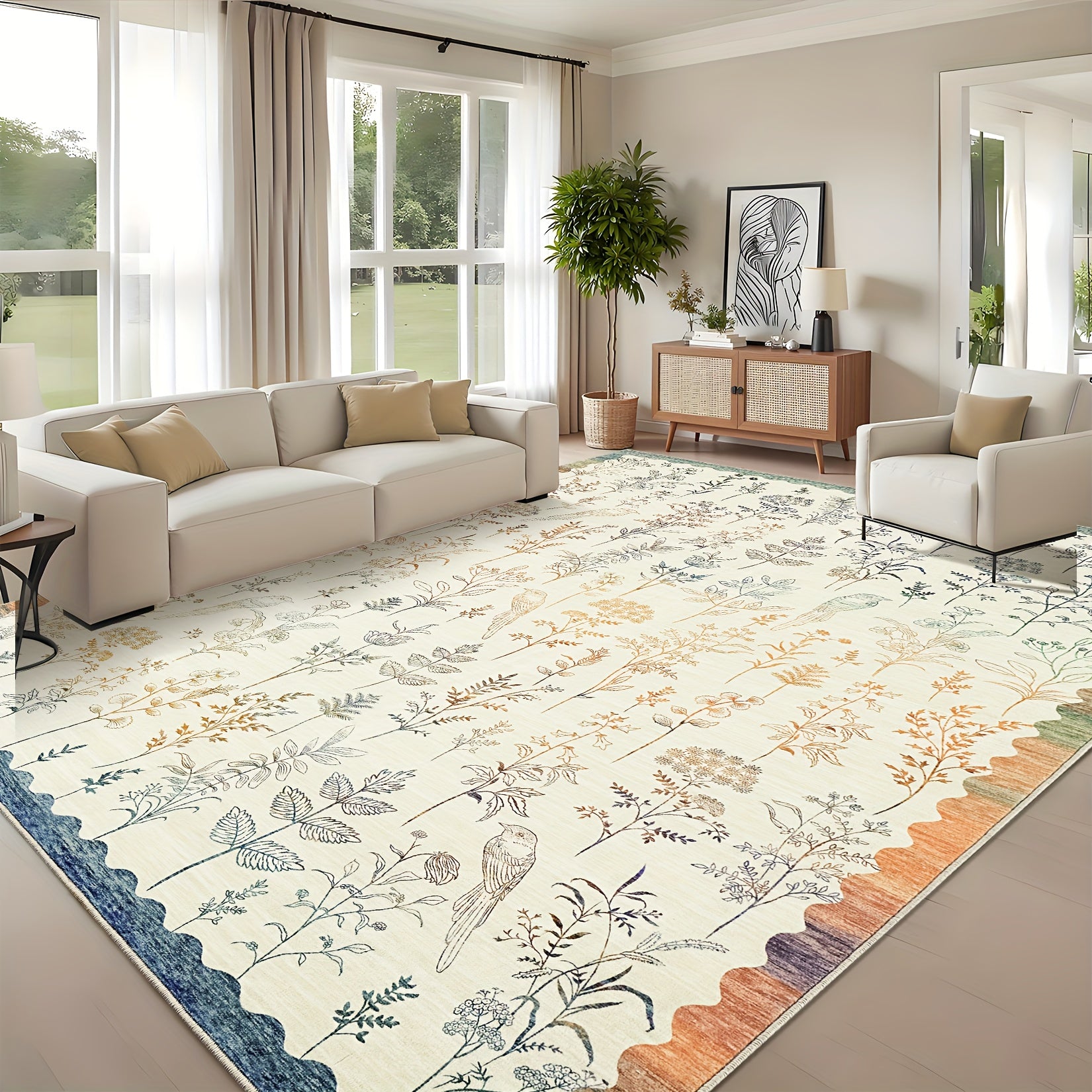 1pc Extra Large Floor Mat - Extra Long Runner Mat (Up to 1.8m) - Beige\u002FGray\u002FWhite\u002FBlack\u002F Brown\u002F Green\u002FBlue\u002FRed\u002F - Machine Washable Low-Pile Mat with Non-Slip Rubber Backing - Soft Floor Mat for Living Room,...