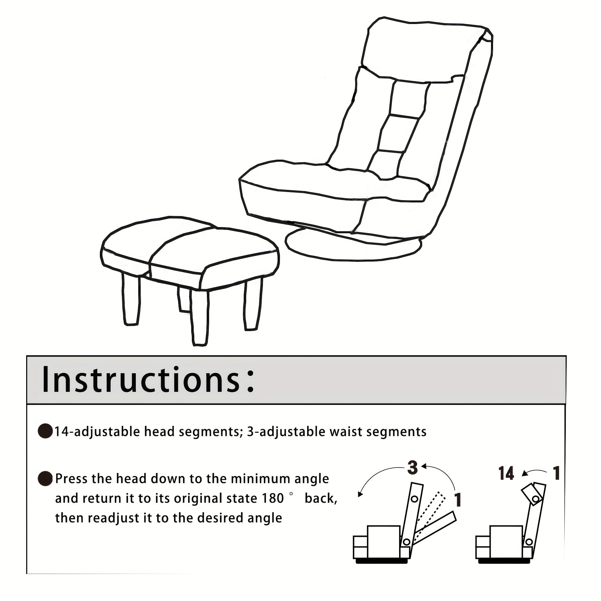 Multifunctional Lounge Chair for Lazy Relaxation, with Multi-position Head And Lumbar Adjustments to Help Find The Most Comfortable Angle, Ergonomic Design, 360-degree Rotation, Suitable for Living Rooms, Studies, Apartments, Etc