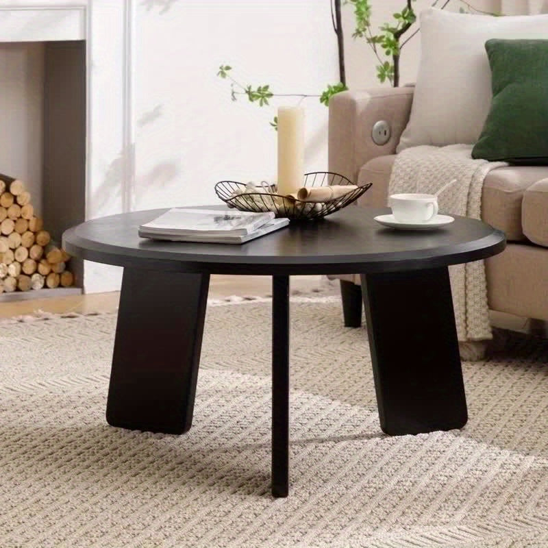 1Pc Classic Round Coffee Table, Cute Wooden Round End Table, Suitable for Living Room, Home Decoration, Balcony, 16 Inches