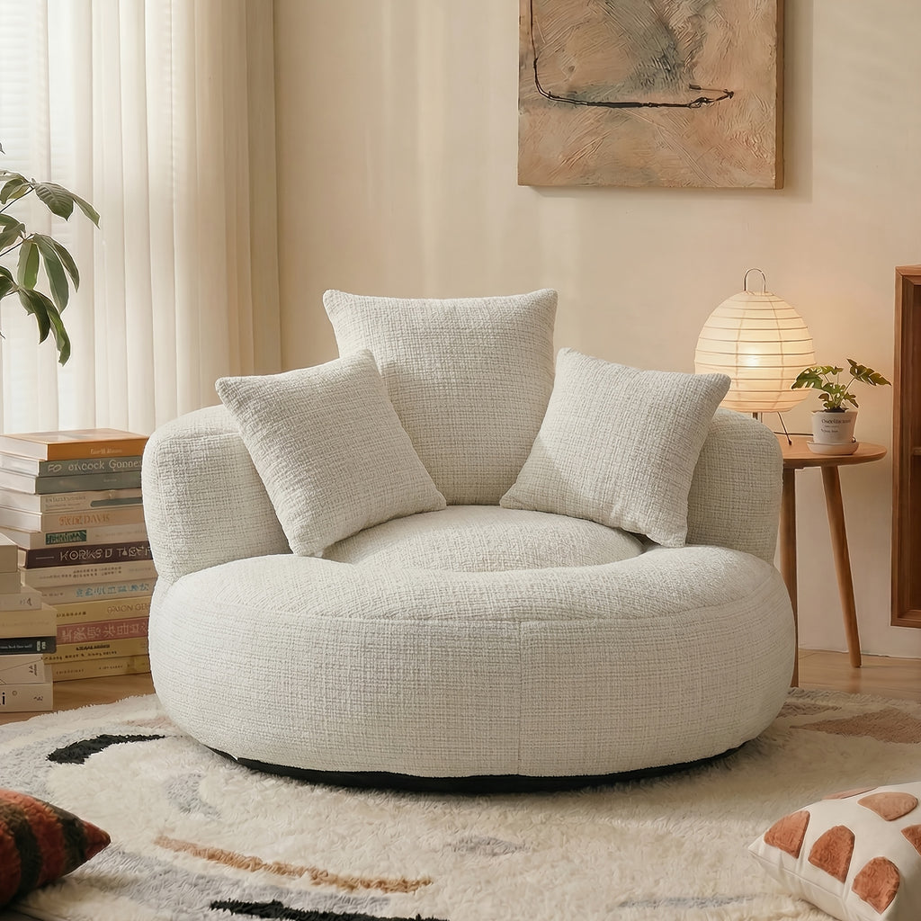 Bean Bag Chairs with Pillows for Adults, Stuffed Round Sofa Chair High-Density Foam Filled, Lazy Sofa Chair