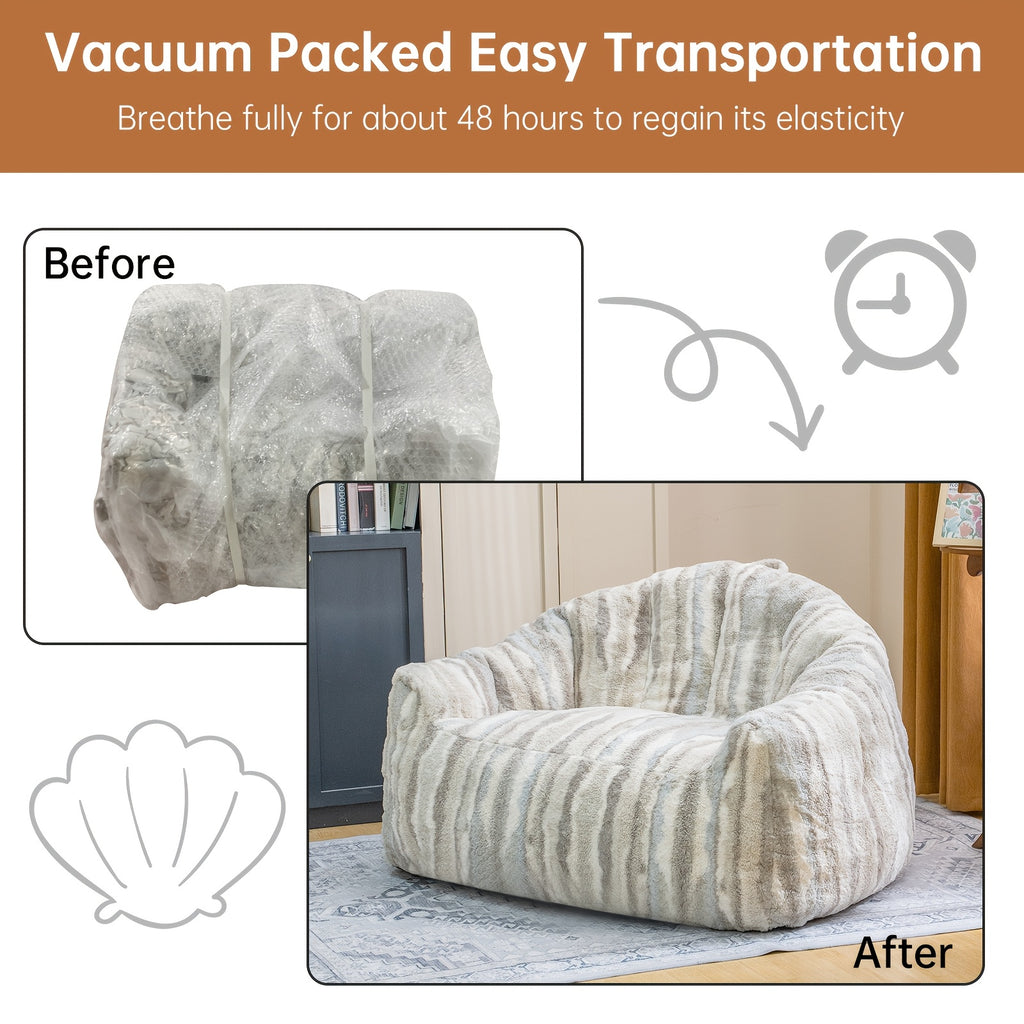 LAMERGE Large Beanbag Chairs, Beanbag Sofas For Adults, Oversized Armchairs With Memory Foam, Machine Washable Comfortable Sofa Chairs, Play, Read, Relax, Tiger Stripes, Oversized Home Furnishings