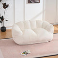 Two-Seater Floor Lazy Sofa for Living Room Bedroom Bean Bag Chair for Adults Ultra Soft Fluffy Loveseat Bean Bag Sofa Cozy Reading Chair with Filler Beige