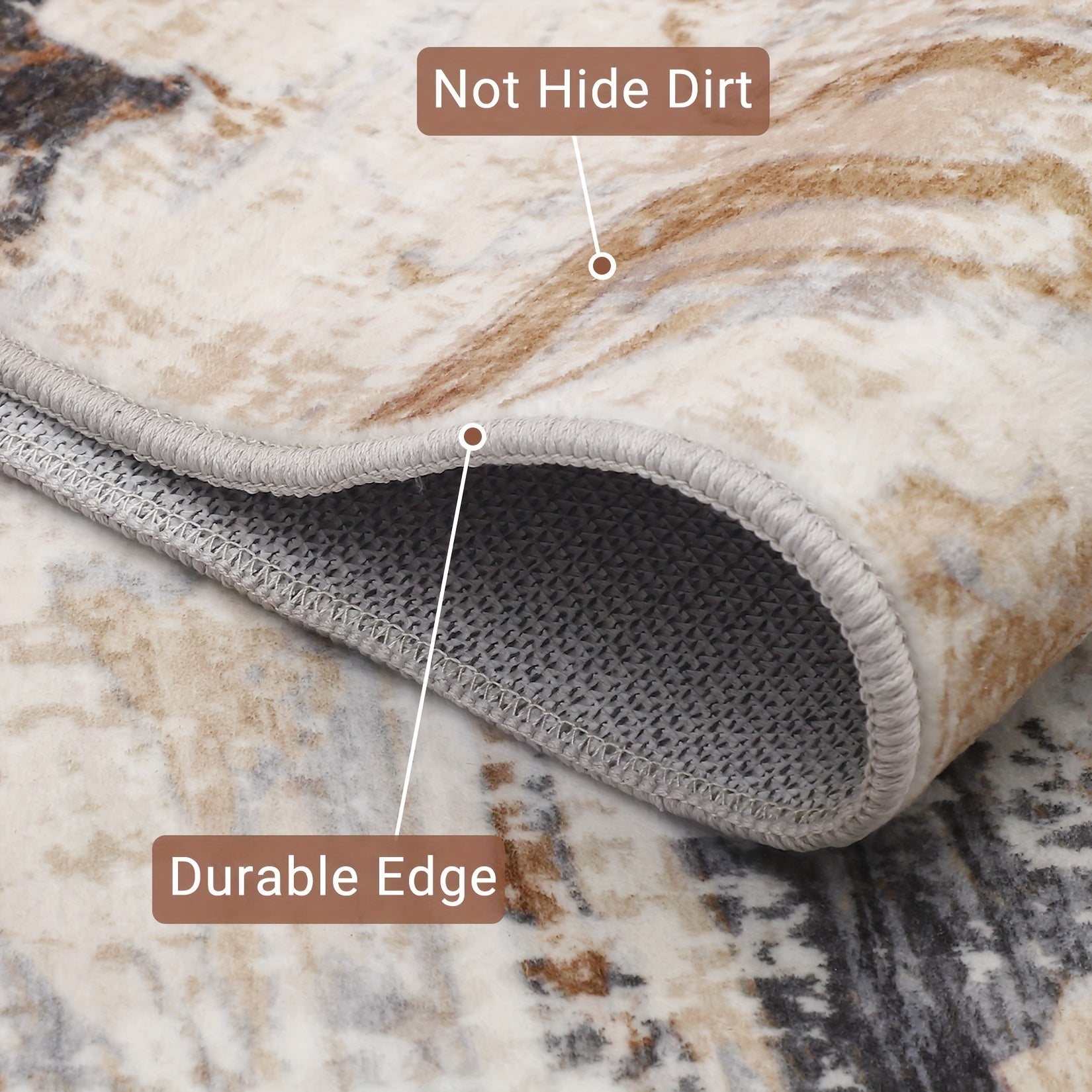 Washable Modern Area Rug Abstract Design Indoor Carpet for Living Room Bedroom Bedside Bathroom Non-Slip Backing, Non-Shedding Contemporary Floor Cover for Kitchen, Blue\u002FGrey\u002FBrown, Home Decoration