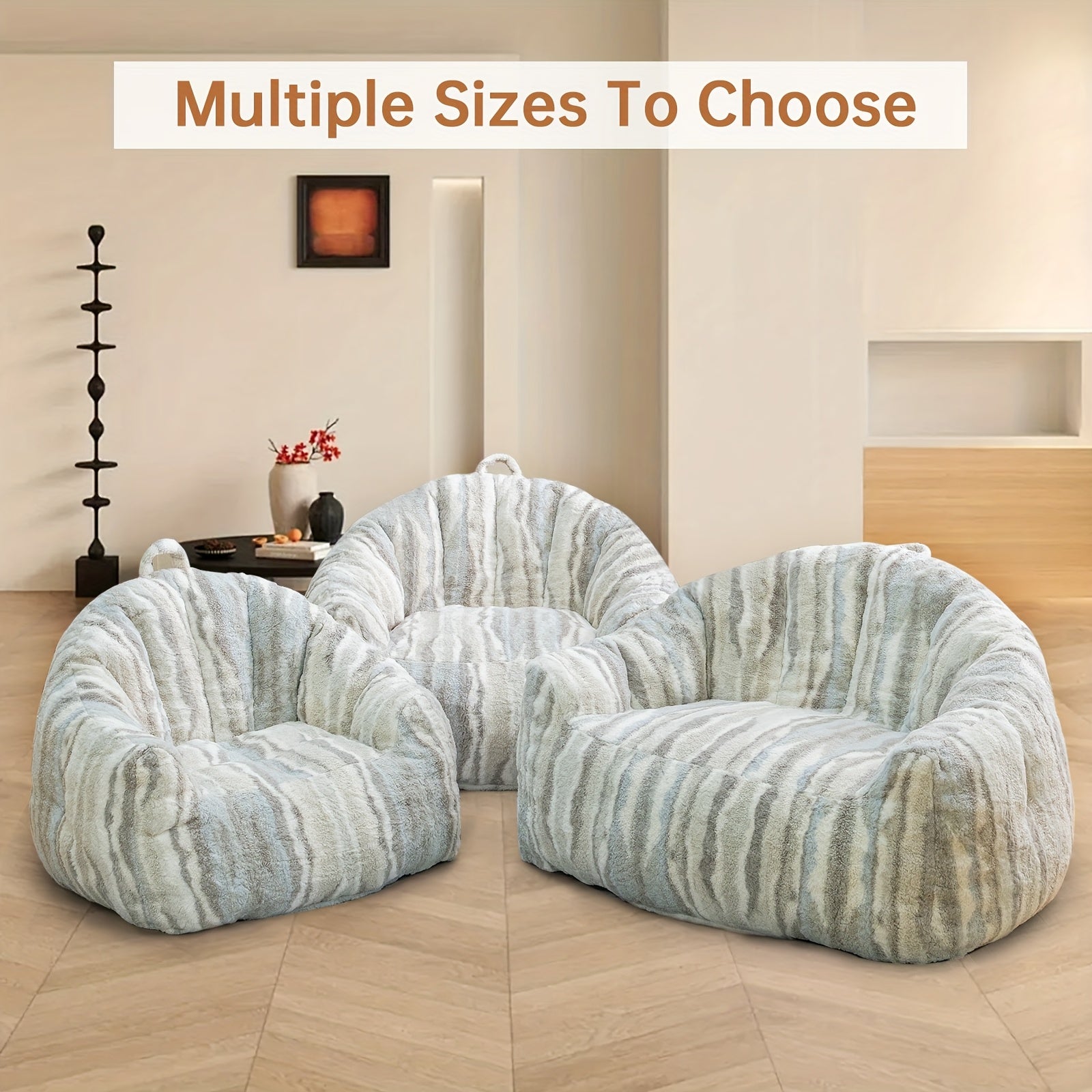 LAMERGE Large Beanbag Chairs, Beanbag Sofas For Adults, Oversized Armchairs With Memory Foam, Machine Washable Comfortable Sofa Chairs, Play, Read, Relax, Tiger Stripes, Oversized Home Furnishings