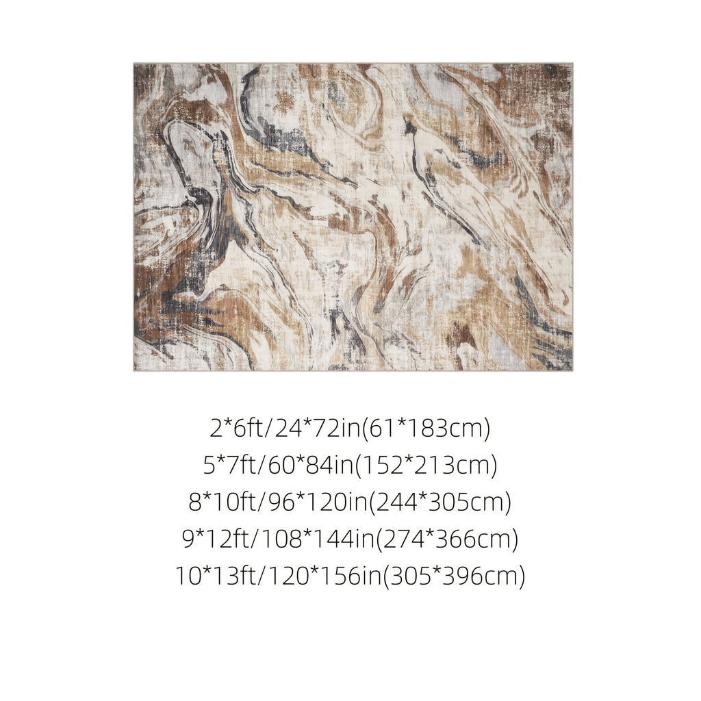 Washable Modern Area Rug Abstract Design Indoor Carpet for Living Room Bedroom Bedside Bathroom Non-Slip Backing, Non-Shedding Contemporary Floor Cover for Kitchen, Blue\u002FGrey\u002FBrown, Home Decoration