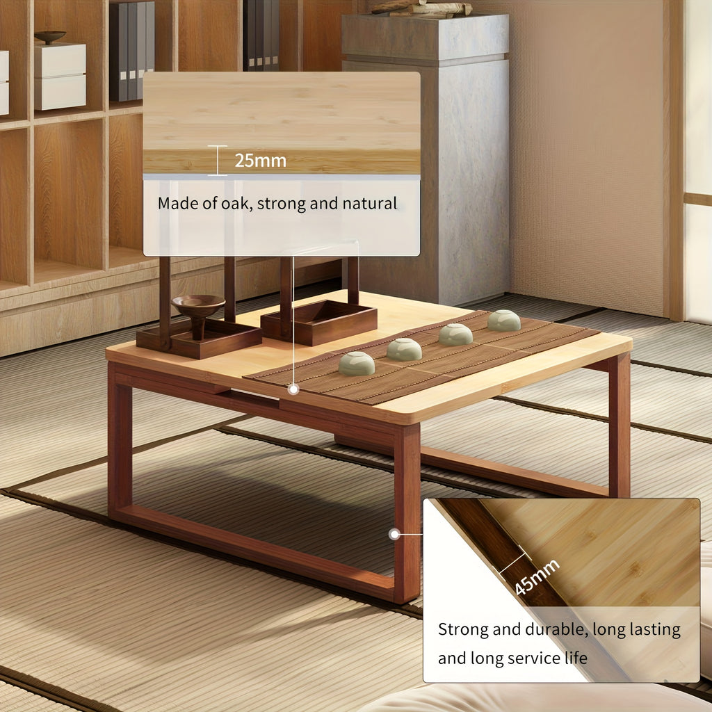 SOGES Compact Foldable Coffee Table, Wooden Low Table for Floor Seating, Bamboo Floor Desk, Japanese Dining Table, Tatami Table for Living Room And Bedroom
