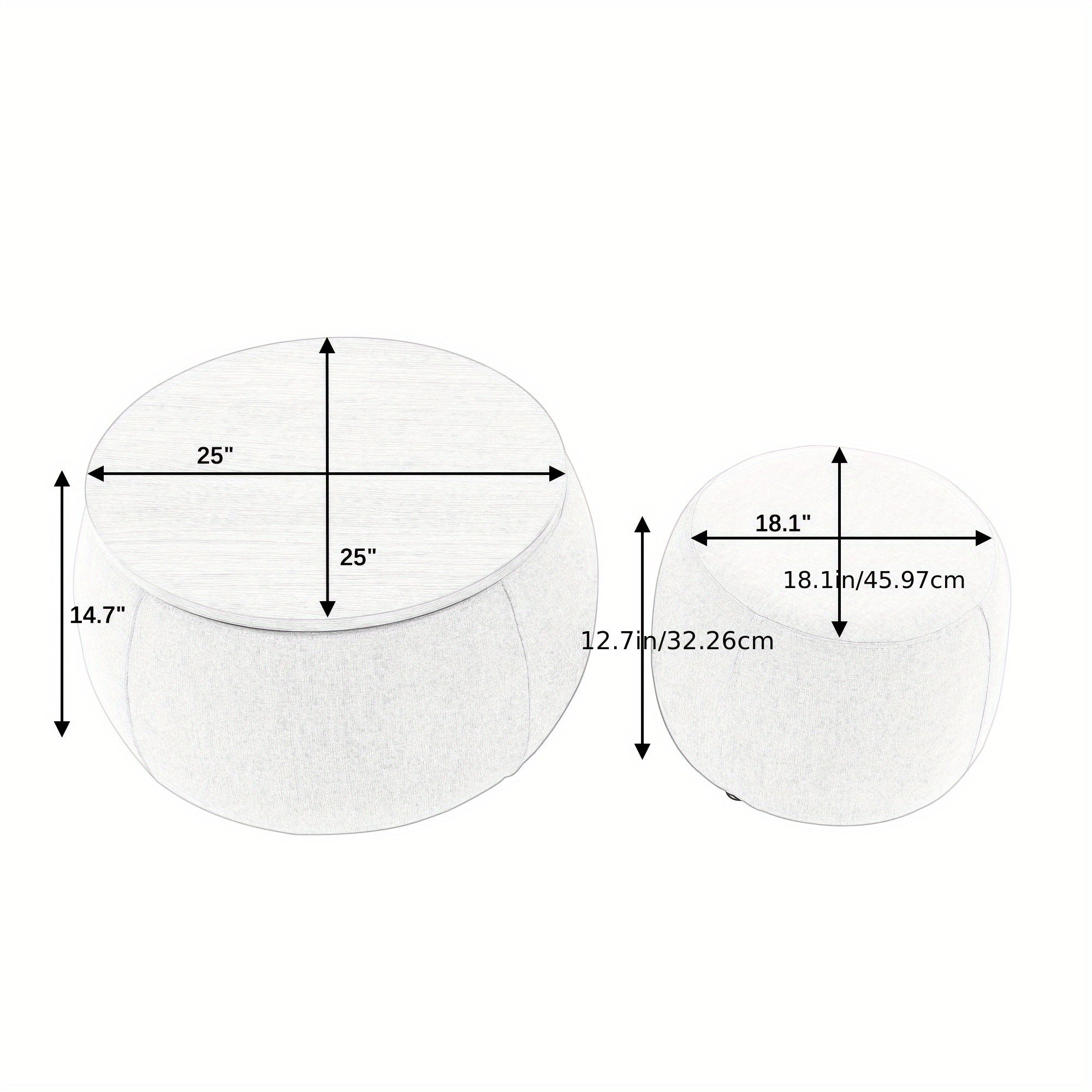 A Pair of Circular Velvet Storage Ottomans, Along with a Small Cylindrical Stool, Offering Storage Capacity And a Tabletop Constructed from Medium Density Fiberboard