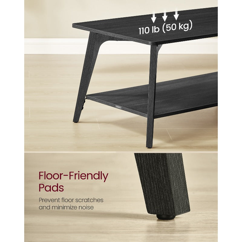 Set of a Coffee Table Featuring a Two-Level Design with Storage, Elegantly Tapered Legs, And Smooth Curves, Measuring 21.7 X 39.4 X 17.7 Inches, Easy to Put Together, Ideal for The Living Room