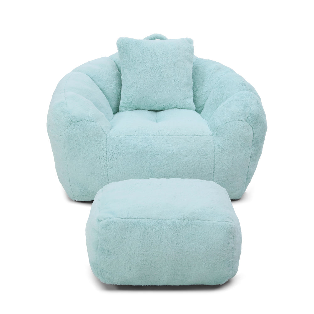 Bean Bag Chair (With Footstool) Lazy Sofa Shell-Shaped Large Chair Floor-Standing Sofa Bean Bag Sofa Suitable for Reading, Gaming, Living Room, Bedroom, And Other Places Available in Two Colors